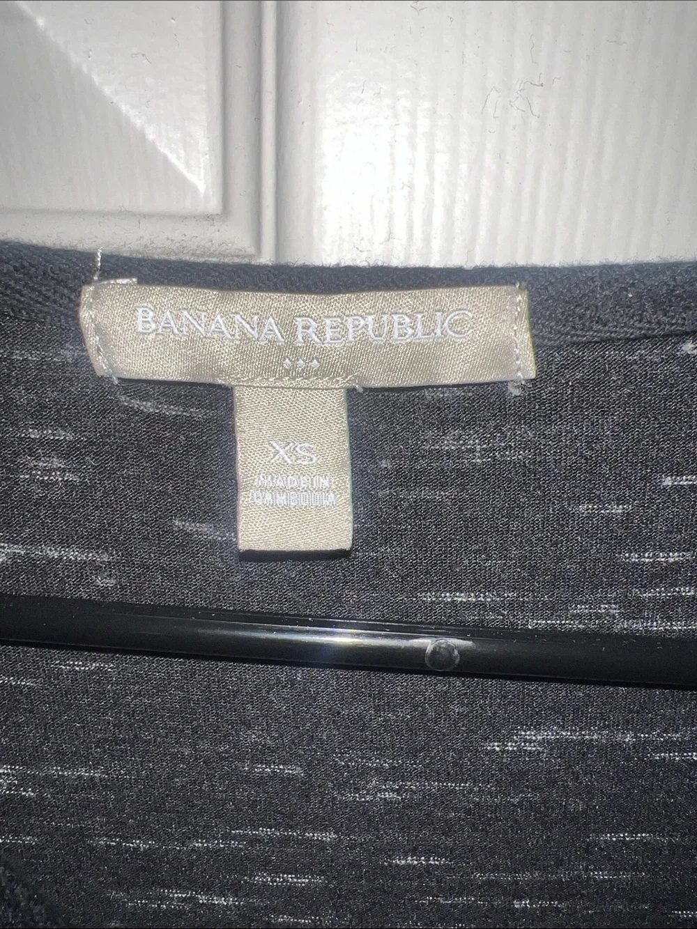 Banana Republic Black with White Fleck Long-Sleeve V-Neck Dress